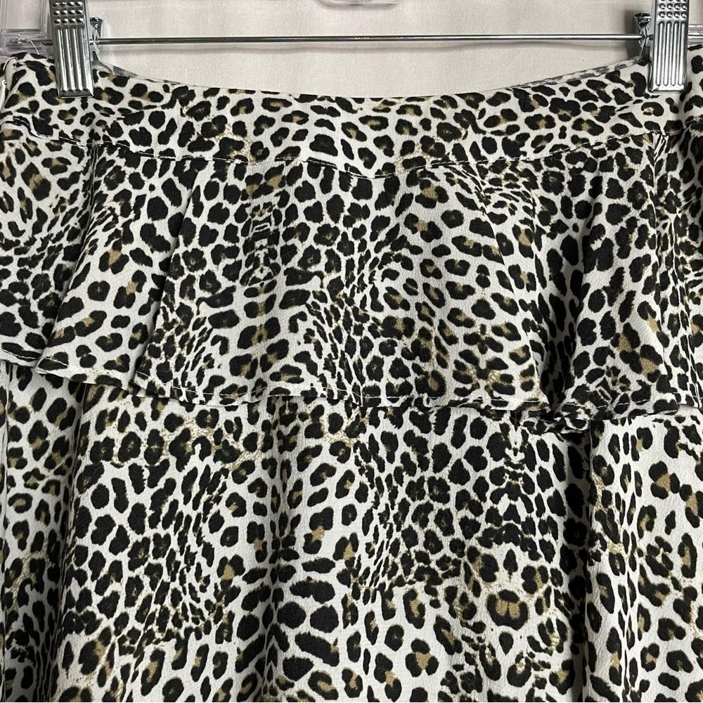 Zara Ruffle Leopard Print Mini Skort Skirt Boho Animal Cheetah Print - Picture 7 of 14